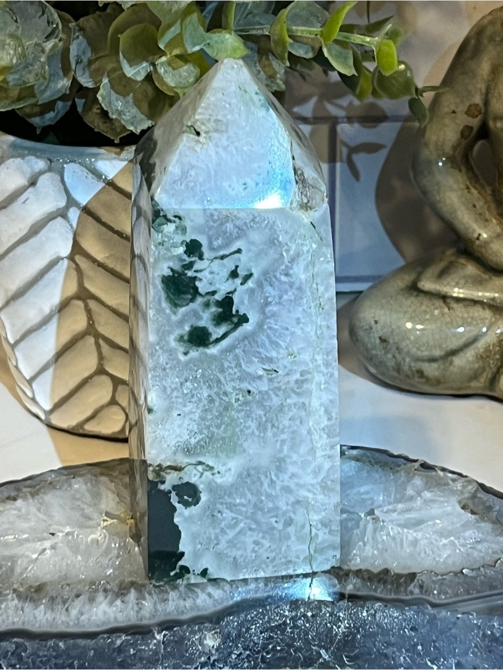 Chunky Moss Agate Tower